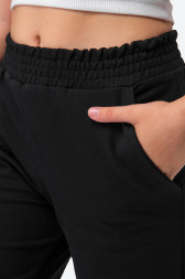 Хлопковые брюки для девочки из футера двухнитки с добавлением лайкры Happy Fox