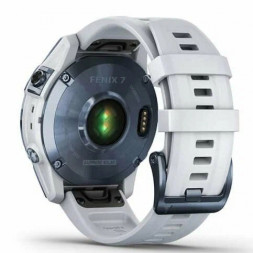 Умные часы Garmin Fenix 7 Sapphire Solar титановый синий минерал DLC с белым ремешком (010-02540-25)
